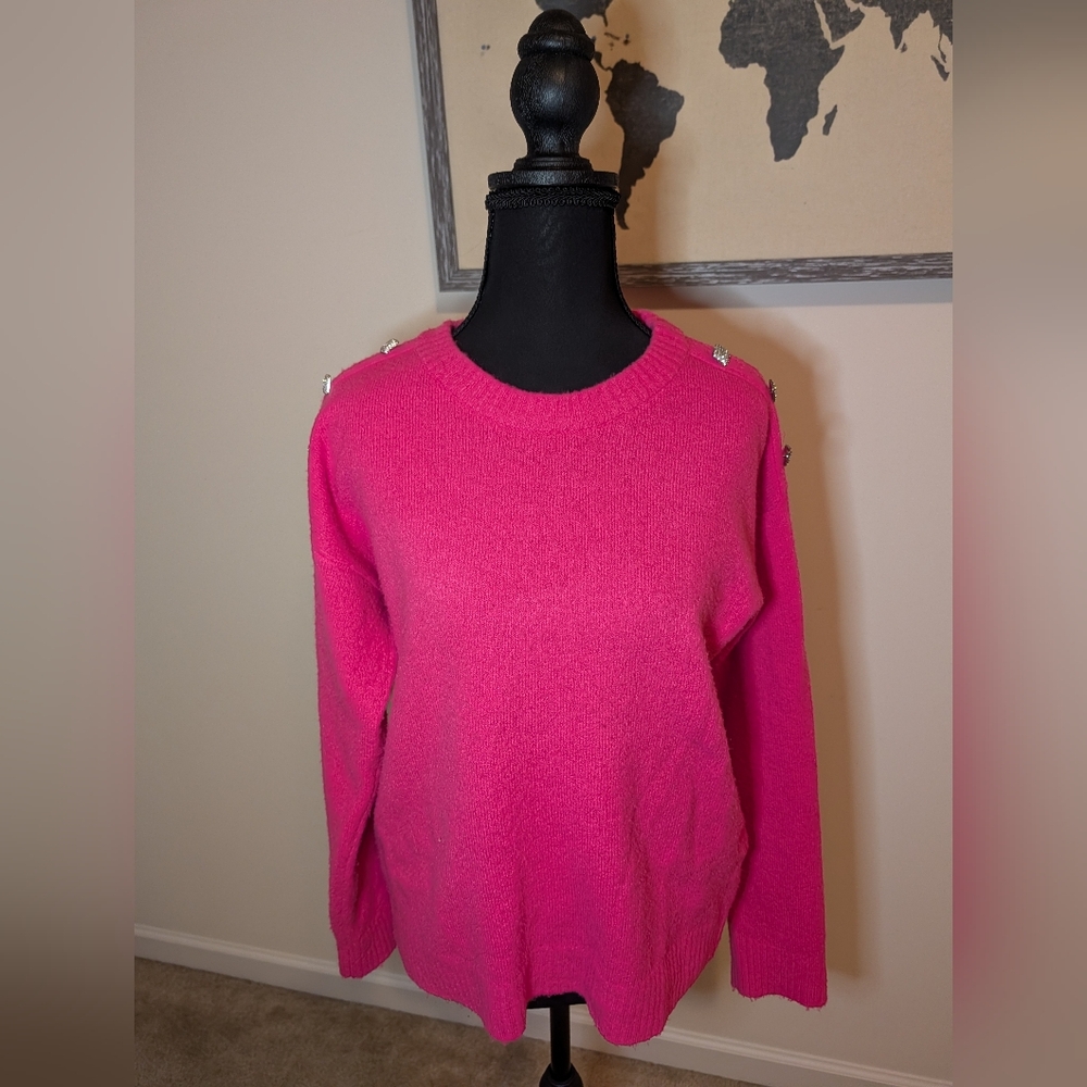 Vibrant Pink Crew Neck Sweater